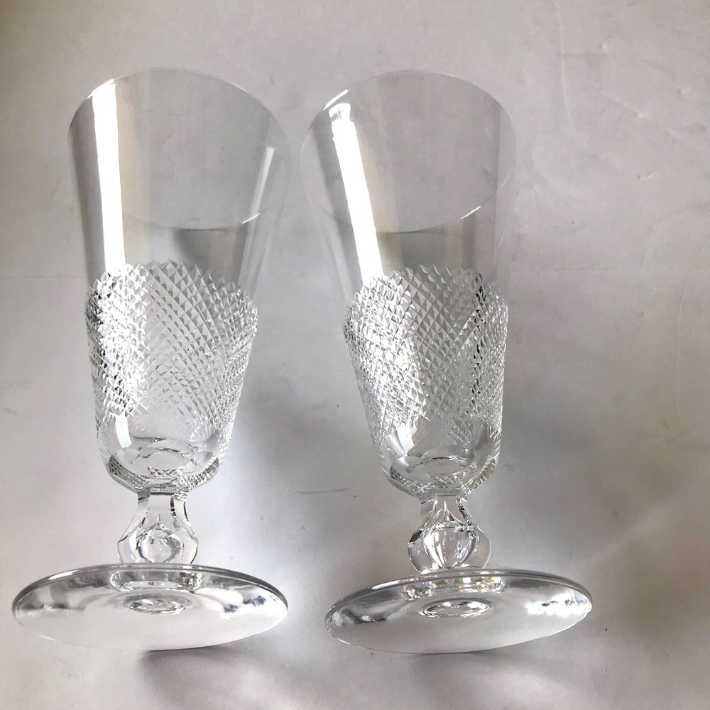 Set of 2 Vintage Cut Crystal Water Goblets